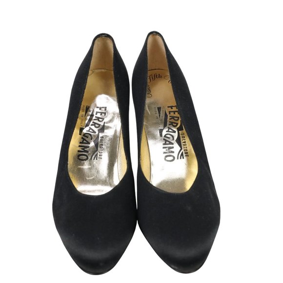 New Vintage Salvatore Ferragamo Pumps Heels Italy Women's 6 Black Dress Formal - Picture 10 of 16